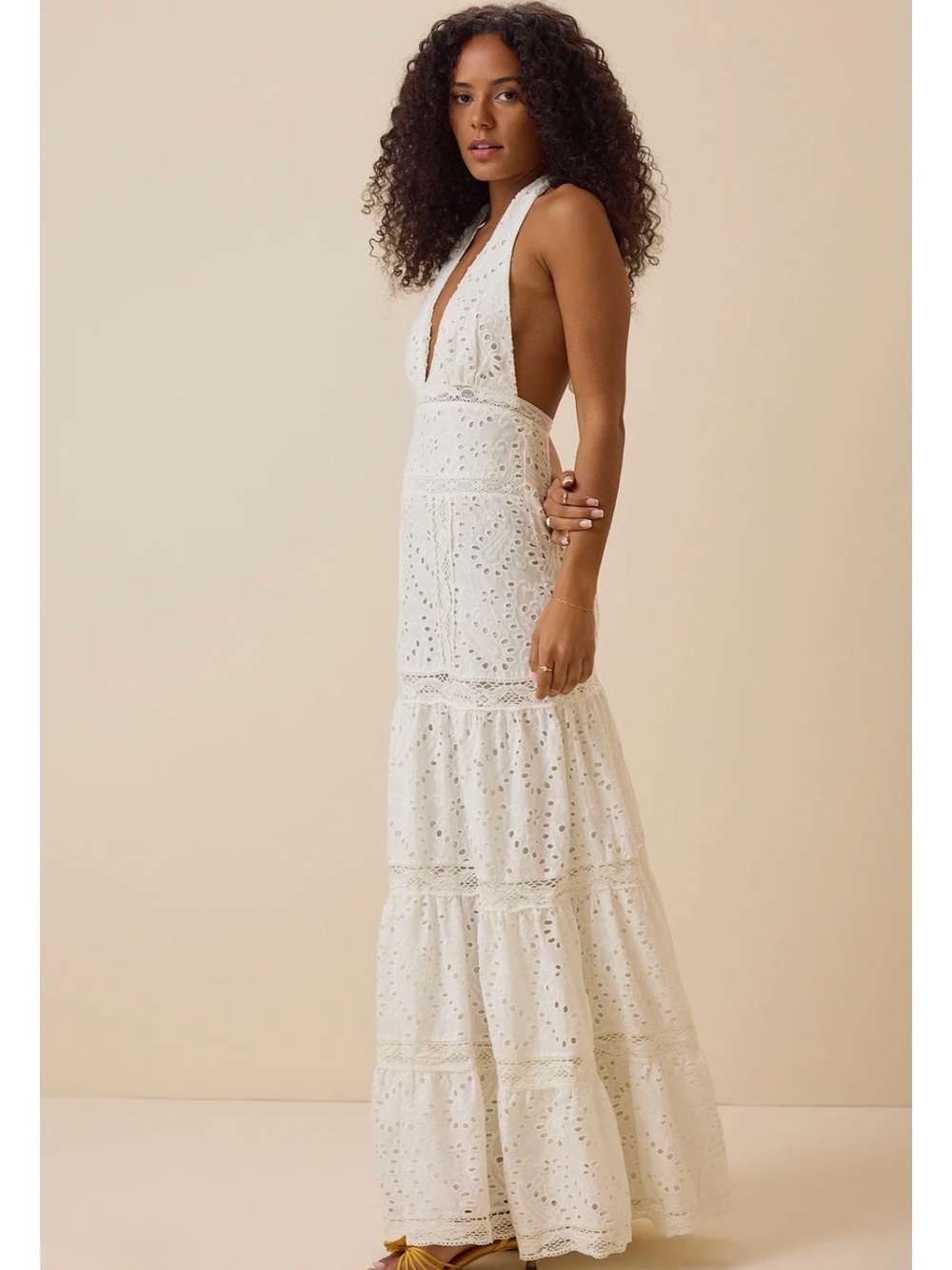 Altar'd State White Halter Eyelet Maxi Dress - Picture 3 of 7